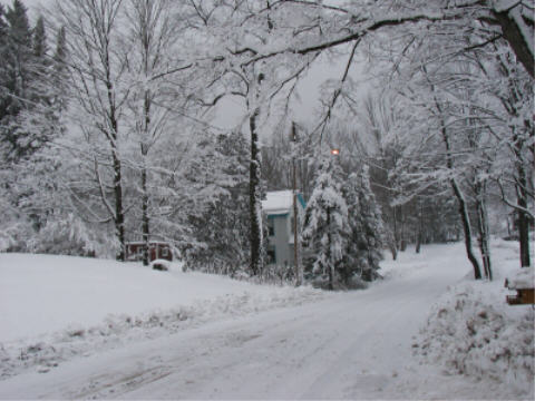 Fairview road looking down towards bridge. Looks like it's time to put the snowmobiles away till next year.